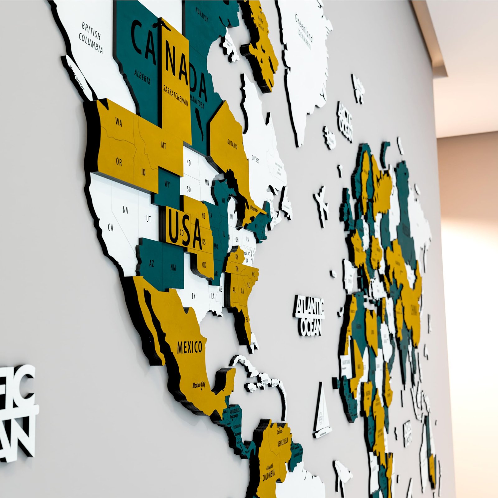 81M0WQ5nR8L.jpg Wooden World Map Wall Art - Image 1