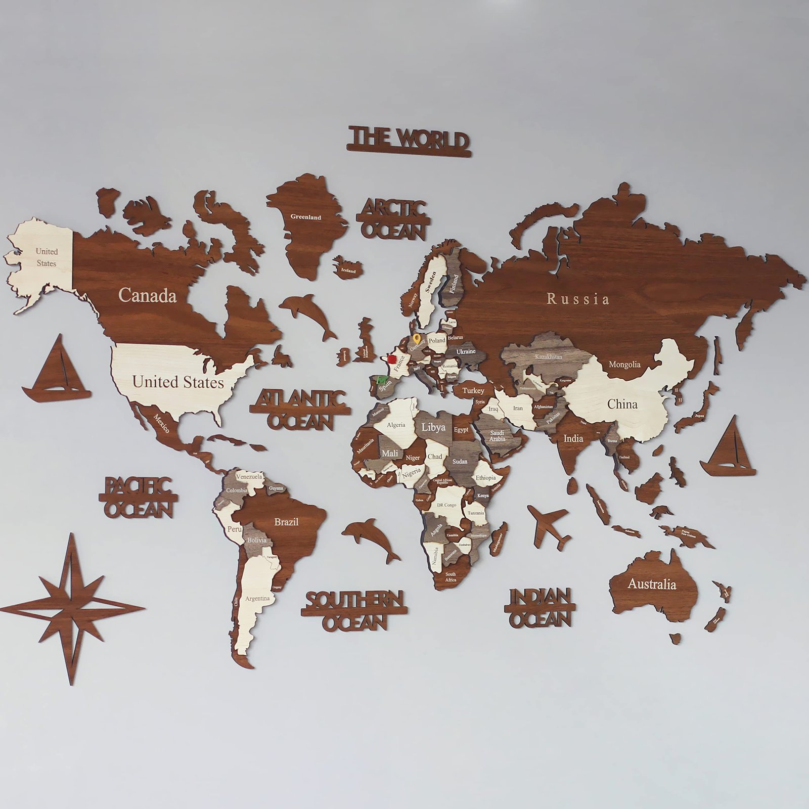 81iEoKdgBPL.jpg Wooden World Map Decor - Image 1